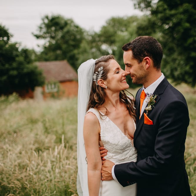 Bride in Halo &amp; Wren Wedding Dress | Groom in Moss Bros. Suit | DIY Rustic Tipi Wedding at Riverhill Gardens, Sevenoaks | Frances Sales Photography