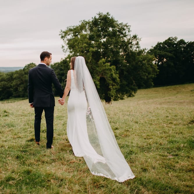 Bride in Halo &amp; Wren Wedding Dress | Groom in Moss Bros. Suit | DIY Rustic Tipi Wedding at Riverhill Gardens, Sevenoaks | Frances Sales Photography
