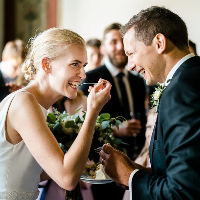 Wedding Ceremony | Bride in Caroline Castigliano Wedding Dress | Groom in Henry Herbert Tailors Morning Suit | Traditional Green/Blue Danish Wedding at Scandinavian Country House, Jomfruens Egede in Faxe, Denmark | John Barwood Photography