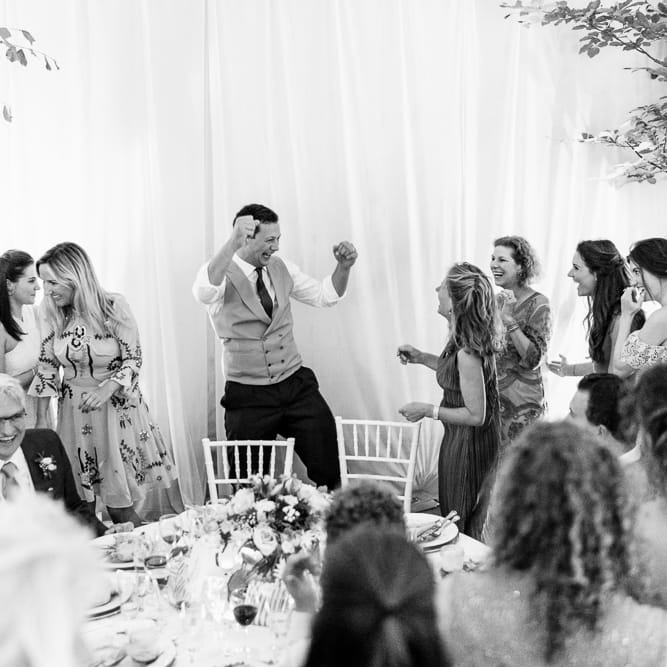 Speeches | Bride in Caroline Castigliano Wedding Dress | Groom in Henry Herbert Tailors Morning Suit | Traditional Green/Blue Danish Wedding at Scandinavian Country House, Jomfruens Egede in Faxe, Denmark | John Barwood Photography