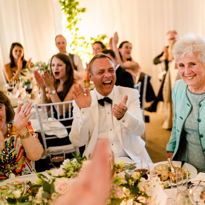 Evening Guests | Traditional Green/Blue Danish Wedding at Scandinavian Country House, Jomfruens Egede in Faxe, Denmark | John Barwood Photography