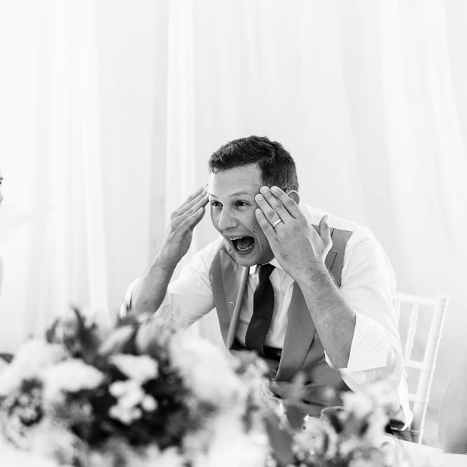 Evening Reception Speeches | Groom in Henry Herbert Tailors Morning Suit | Traditional Green/Blue Danish Wedding at Scandinavian Country House, Jomfruens Egede in Faxe, Denmark | John Barwood Photography