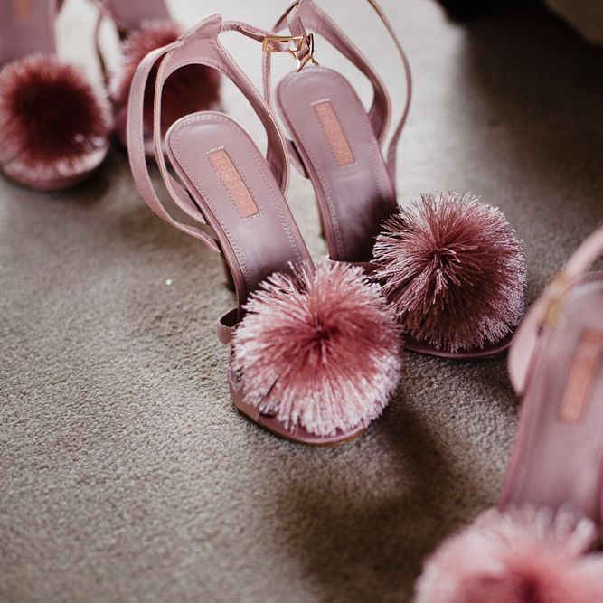 Pompom Shoes For Bridesmaids // Dewsall Court Wedding With Bride In Fishtail Gown 'Adele' By Augusta Jones With Images From Chris Barber Photography And Film From Blooming Lovely Films