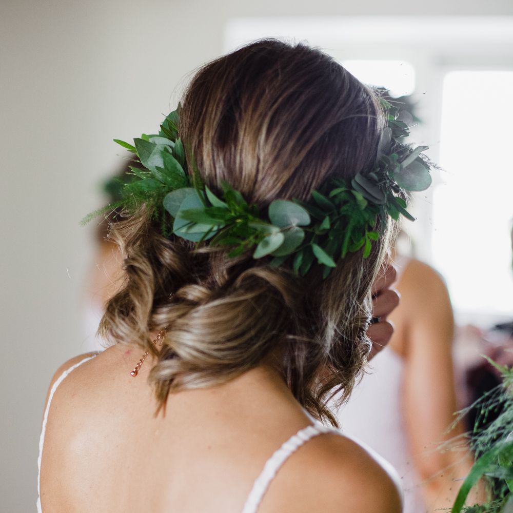 Foliage In Hair For Bridesmaids // Dewsall Court Wedding With Bride In Fishtail Gown 'Adele' By Augusta Jones With Images From Chris Barber Photography And Film From Blooming Lovely Films