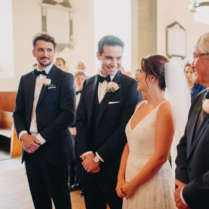 Church Wedding Ceremony | Bride in Karen Willis Holmes | Groom in Custom Made Suit by Suit Supply | Summer Wedding at Family Home in Kent | Glass Marquee from Academy Marquees | Frances Sales Photography