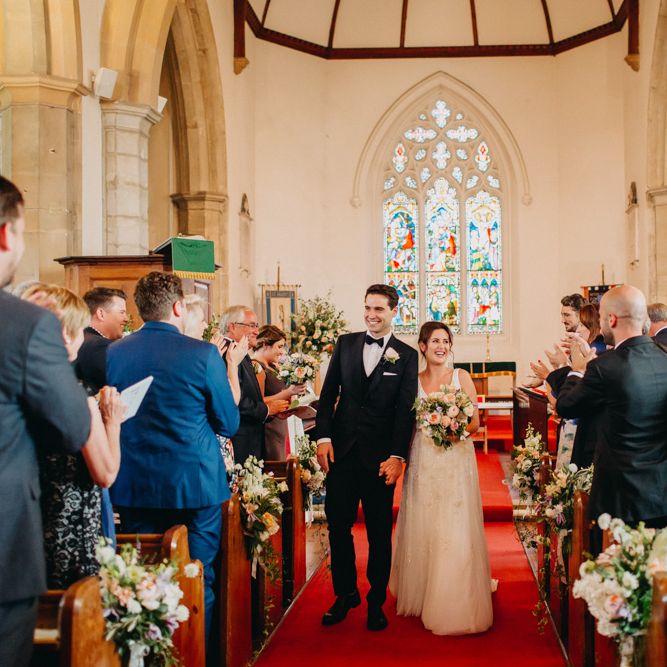 Church Wedding Ceremony | Bride in Karen Willis Holmes | Groom in Custom Made Suit by Suit Supply | Summer Wedding at Family Home in Kent | Glass Marquee from Academy Marquees | Frances Sales Photography