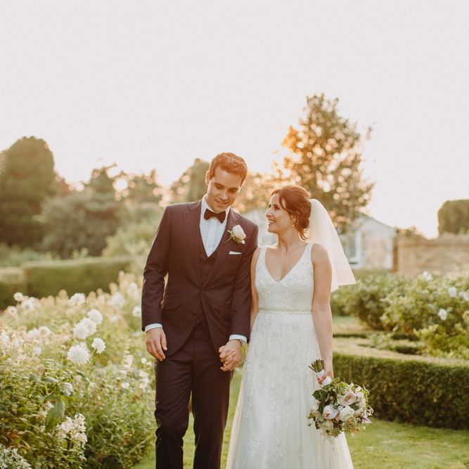 Golden Dusk Couple Shots | Church Wedding Ceremony | Bride in Karen Willis Holmes | Groom in Custom Made Suit by Suit Supply | Summer Wedding at Family Home in Kent | Glass Marquee from Academy Marquees | Frances Sales Photography