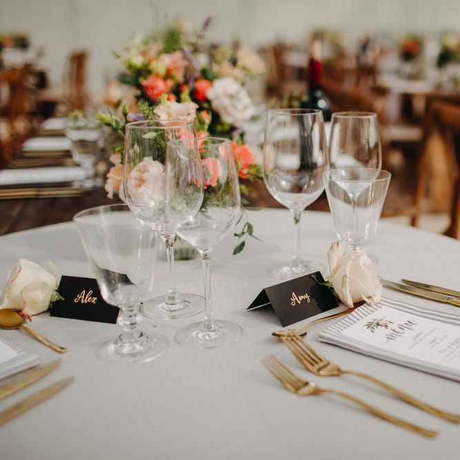 Hand Stitched Linen Napkins | Bride in Karen Willis Holmes | Groom in Custom Made Suit by Suit Supply | Summer Wedding at Family Home in Kent | Glass Marquee from Academy Marquees | Frances Sales Photography