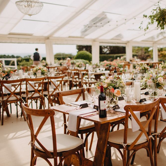 Flowers from Topiary Tree | Hand Stitched Linen Napkins | Bride in Karen Willis Holmes | Groom in Custom Made Suit by Suit Supply | Summer Wedding at Family Home in Kent | Glass Marquee from Academy Marquees | Frances Sales Photography