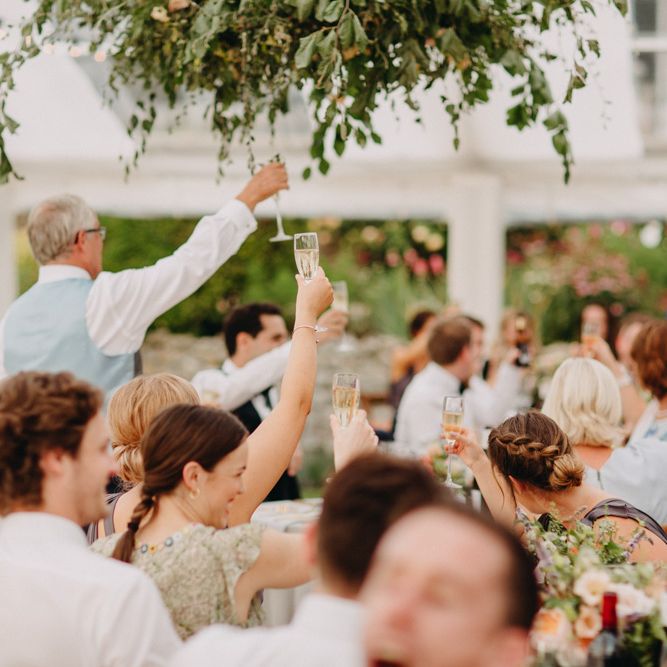 Speeches | Flowers from Topiary Tree | Bride in Karen Willis Holmes | Groom in Custom Made Suit by Suit Supply | Summer Wedding at Family Home in Kent | Glass Marquee from Academy Marquees | Frances Sales Photography