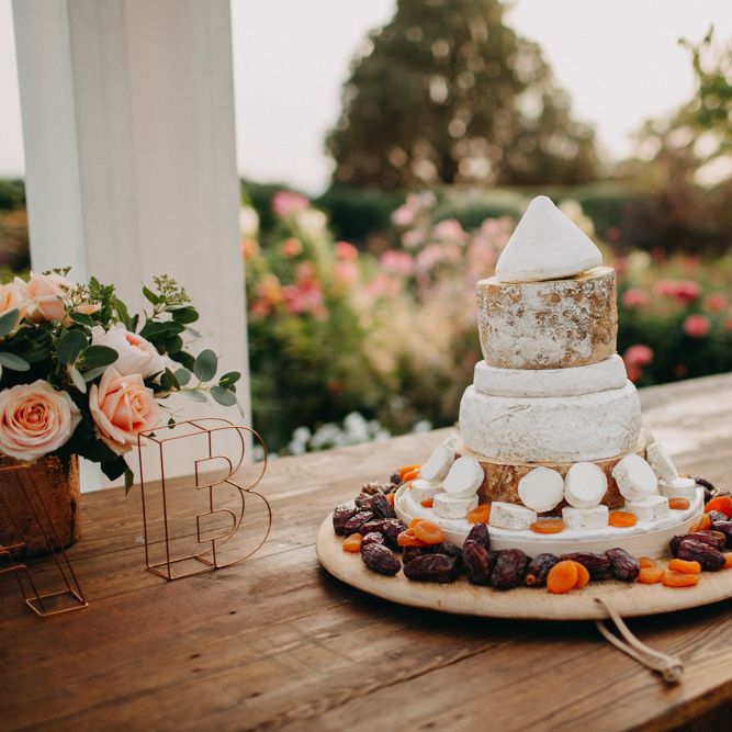 Cake Table | Cheese Cake | Flowers from Topiary Tree | Bride in Karen Willis Holmes | Groom in Custom Made Suit by Suit Supply | Summer Wedding at Family Home in Kent | Glass Marquee from Academy Marquees | Frances Sales Photography