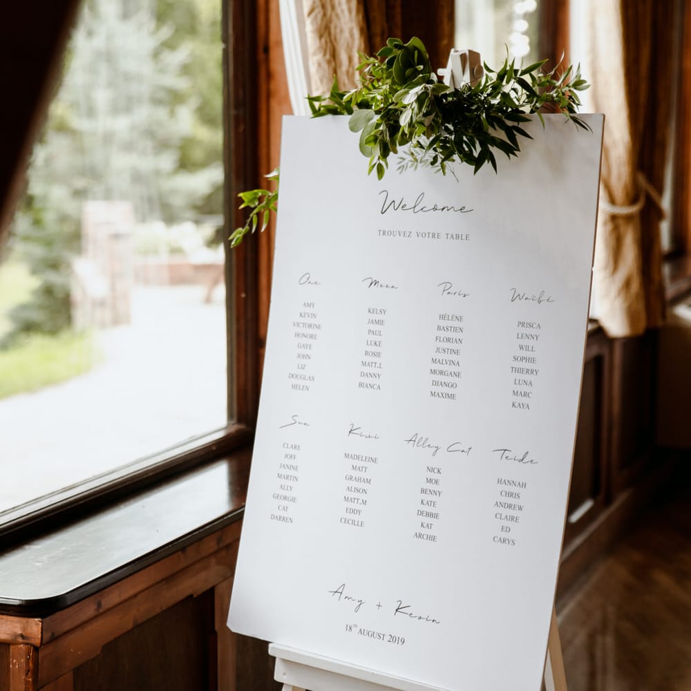Minimalist table plan at The Ravenswood reception