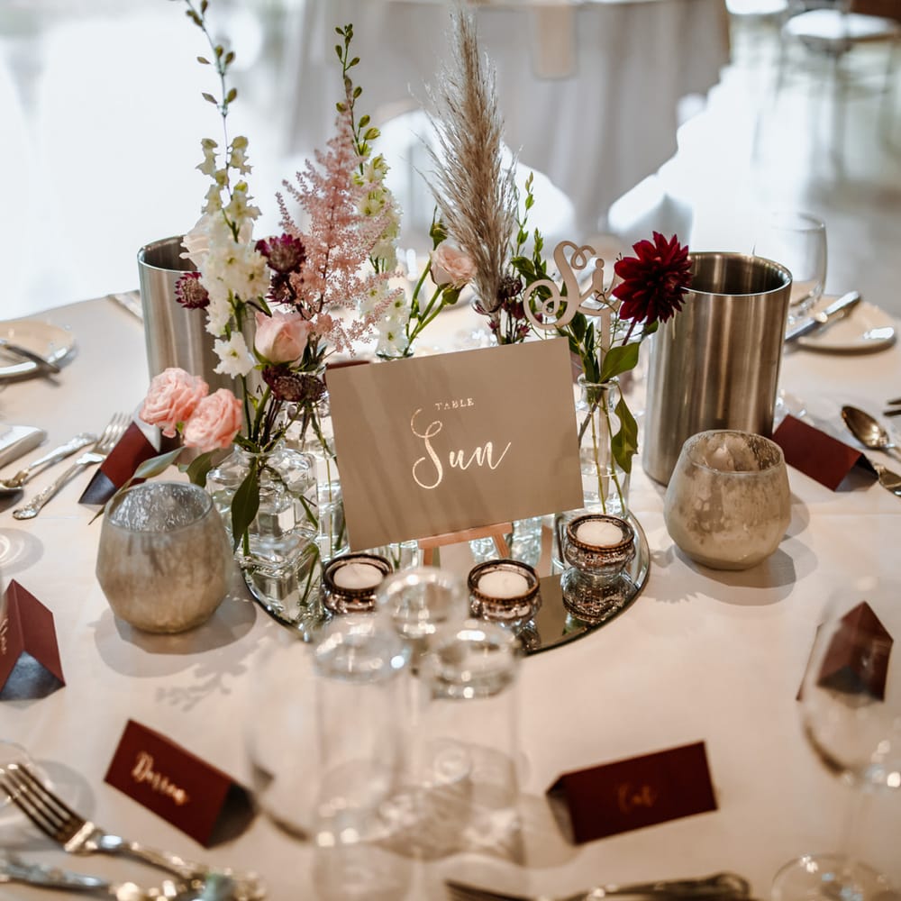 Wedding reception centrepiece decor