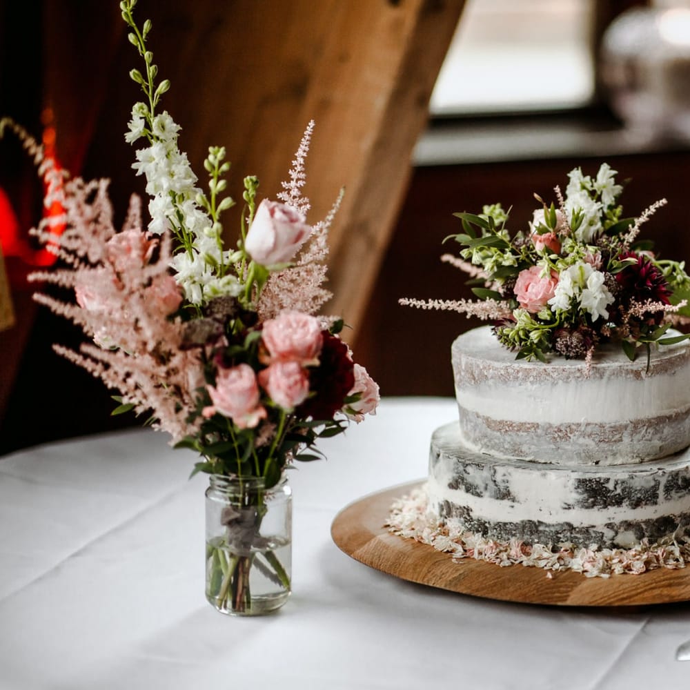 Rustic semi naked wedding cake