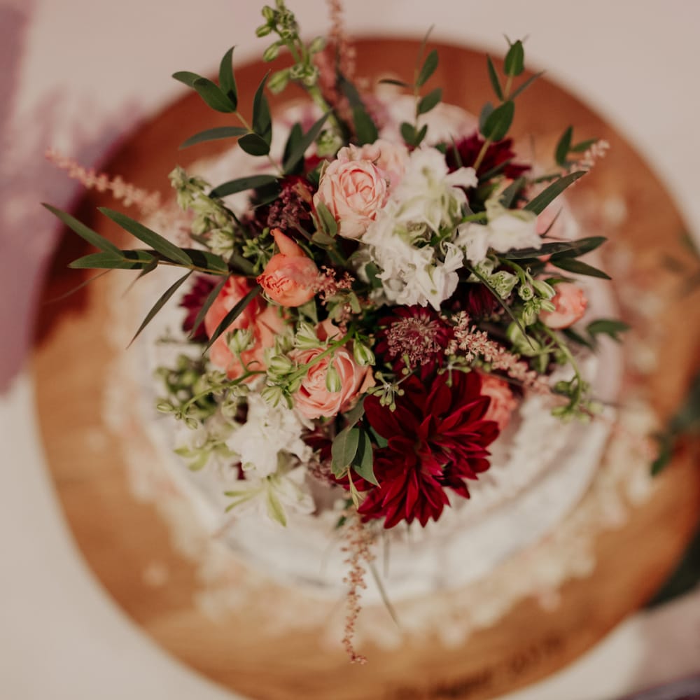 Floral cake topper wedding flowers