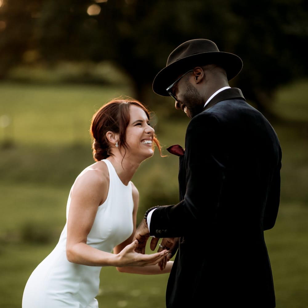 Happy bride and groom portraits by Paul &amp; Nanda