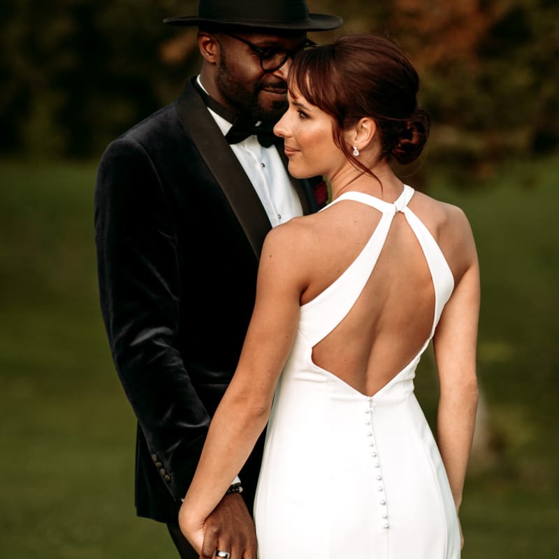 Halterneck back detail on Wendy Makin wedding dress