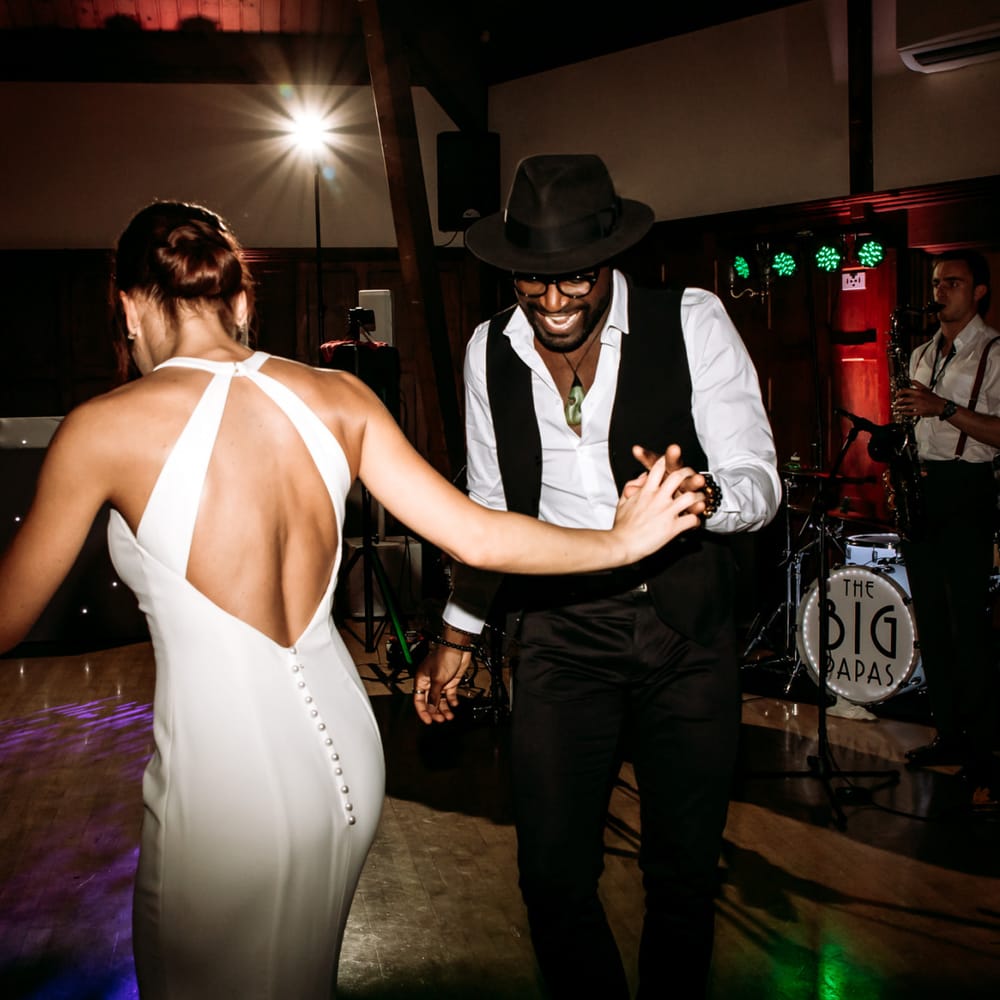 Bride and groom dancing at The Ravenswood evening reception