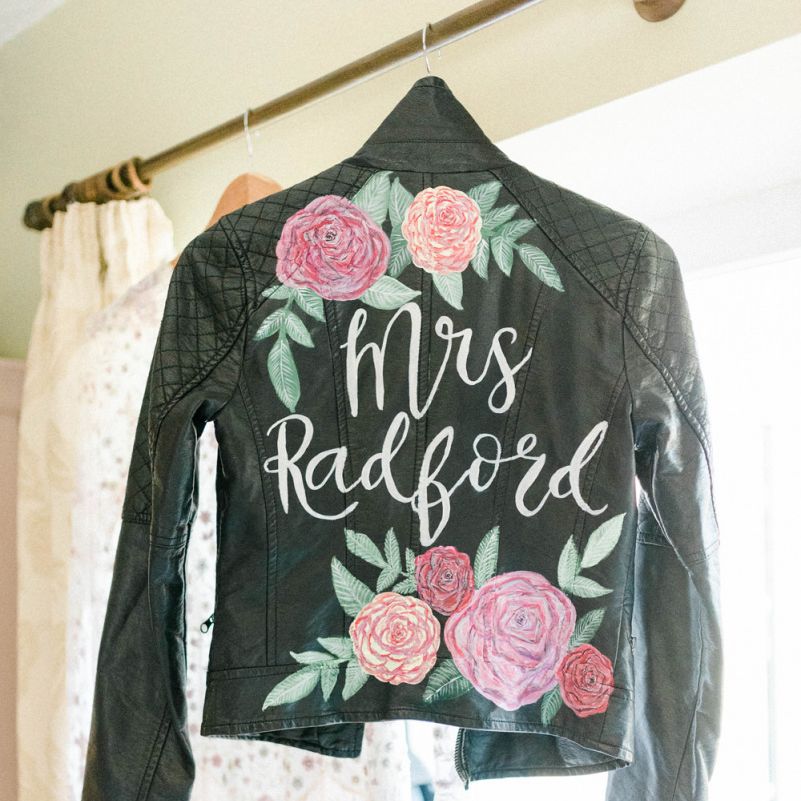 Hand Painted Leather Jacket Bridal Accessory
