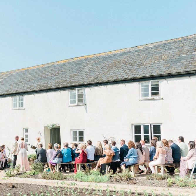 Outdoor Wedding Ceremony at River Cottage in Dorset