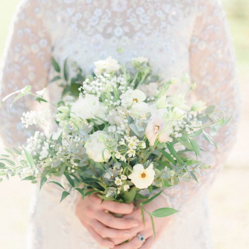 White and Green Just Picked Wedding Bouquet