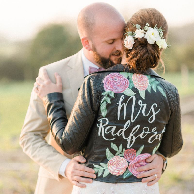 Personalised Leather Jacket Bridal Cover Up