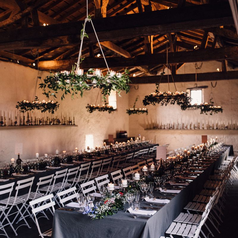 Hanging Candleabras Decorated with Foliage