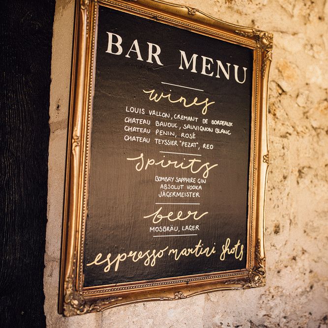 Chalboard Bar Menu