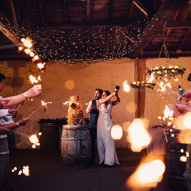 Croquembouche Wedding Cake and Sparklers