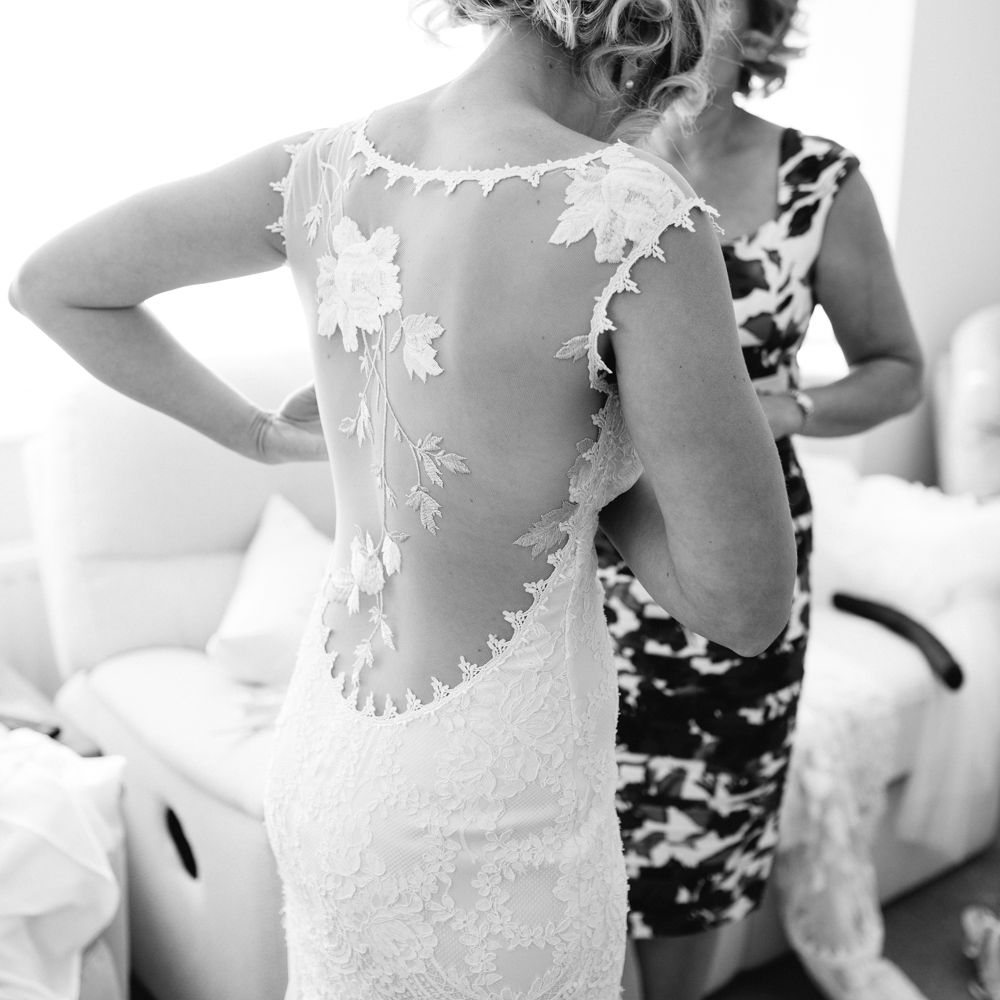 Wedding Morning Bridal Preparations | Bride in Claire Pettibone Whitney Bridal Gown with Cape | DIY Country Wedding at Warborne Farm, Lymington | Camilla Arnhold Photography