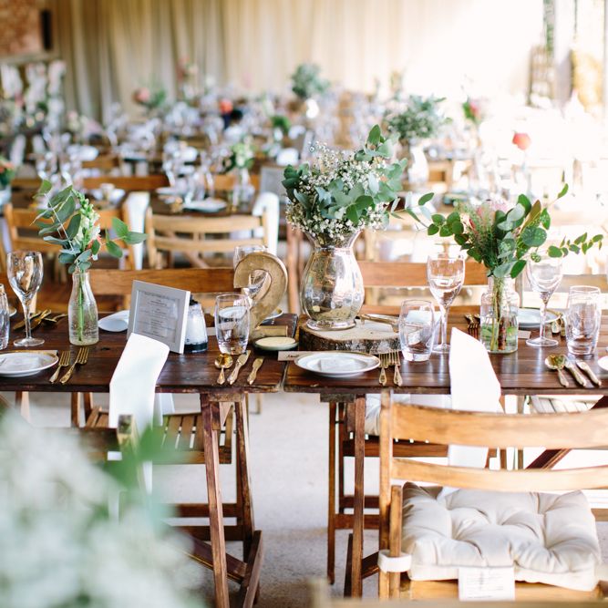Wedding Reception Decor | DIY Country Wedding at Warborne Farm, Lymington | Camilla Arnhold Photography