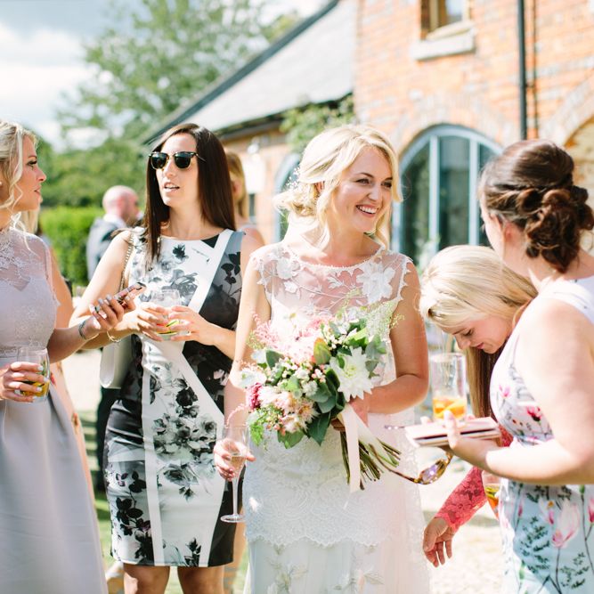 Bride in Claire Pettibone Whitney Bridal Gown | DIY Country Wedding at Warborne Farm, Lymington | Camilla Arnhold Photography