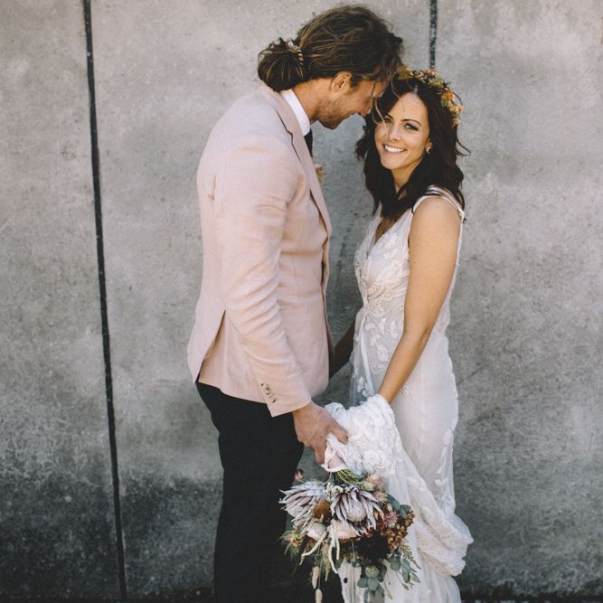 Groom In Pink Jacket // Image By Carrie Lavers Photography