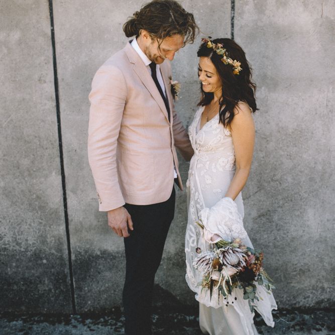 Groom In Pink Jacket // Image By Carrie Lavers Photography