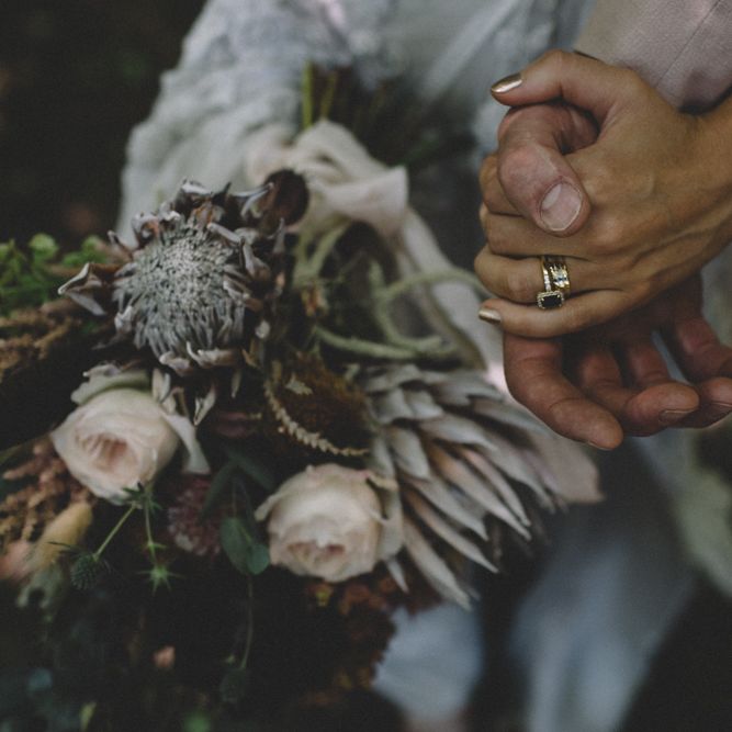 Wedding Bouquet With Roses // Image By Carrie Lavers Photography