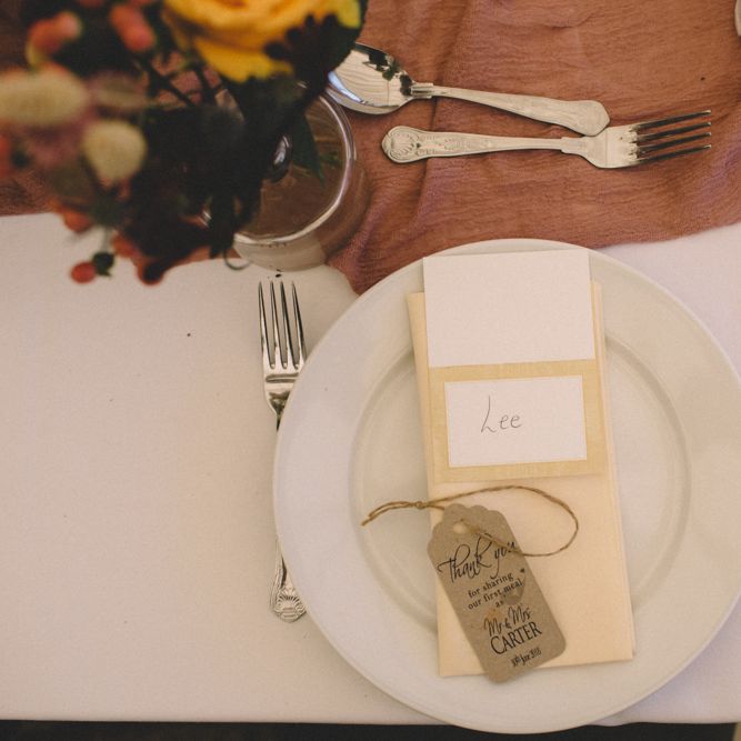 Simple Place Setting For Wedding // Image By Carrie Lavers Photography