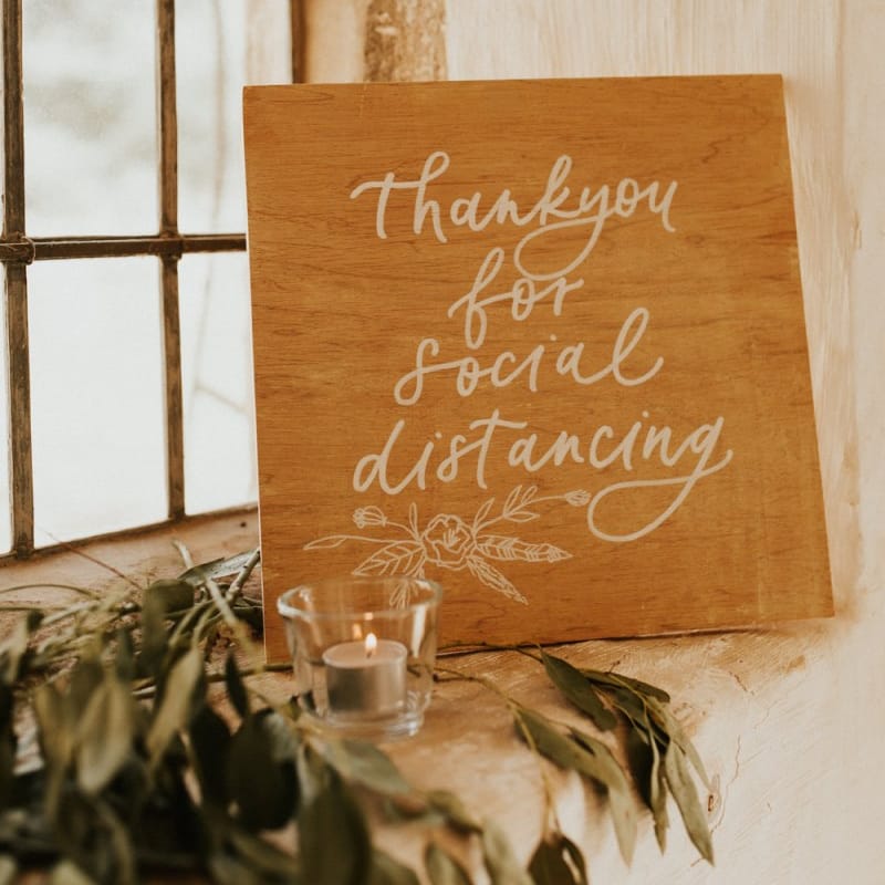 Wooden Thank You For Social Distancing sign