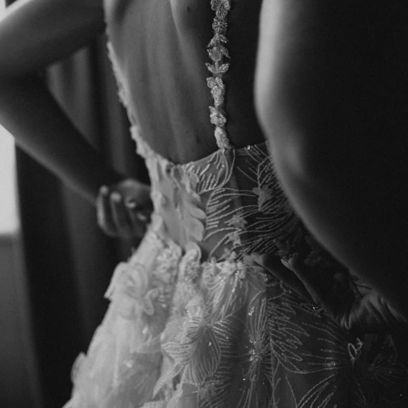 Lace detail on Galia Lahav wedding dress