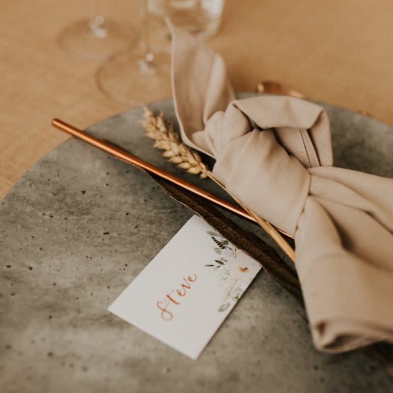 Concrete plate, napkin and cutlery place setting