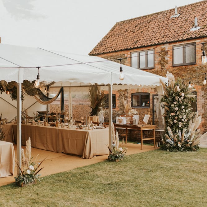 Boho, home, marquee reception for August 2020 wedding