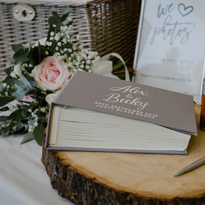 Polaroid Picture Guest Book Wedding Station | Lusty Glaze Beach Wedding Newquay Cornwall | Alexa Poppe Photography