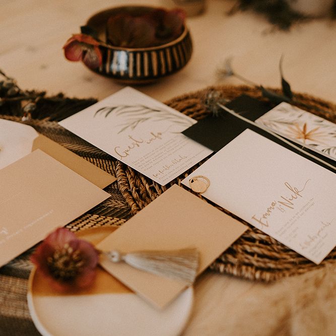 Neutral Wedding Stationery with Tassel Detail
