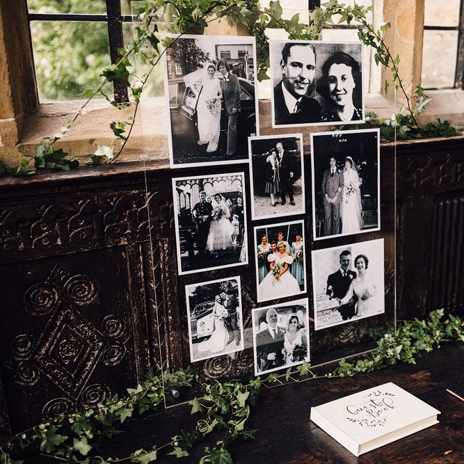 Vintage Photo Display For Wedding // Images From Samuel Docker Photography