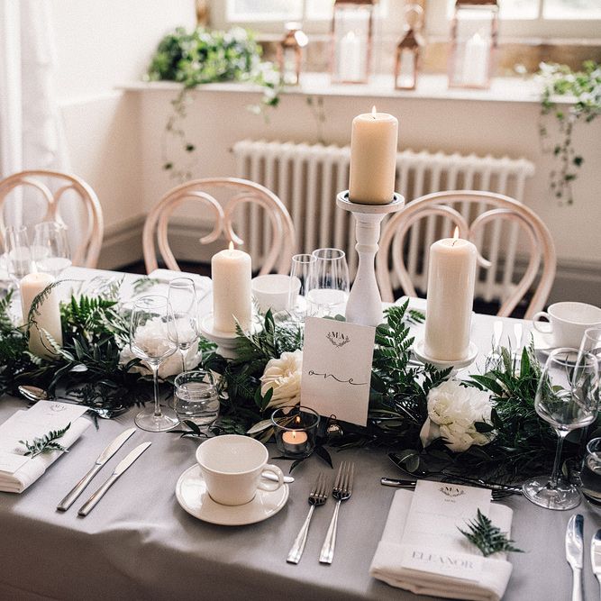 Grey, Ivory &amp; Green Wedding Decor // Image By Samuel Docker Photography