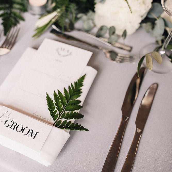 Grey, Ivory &amp; Green Wedding Decor // Image By Samuel Docker Photography