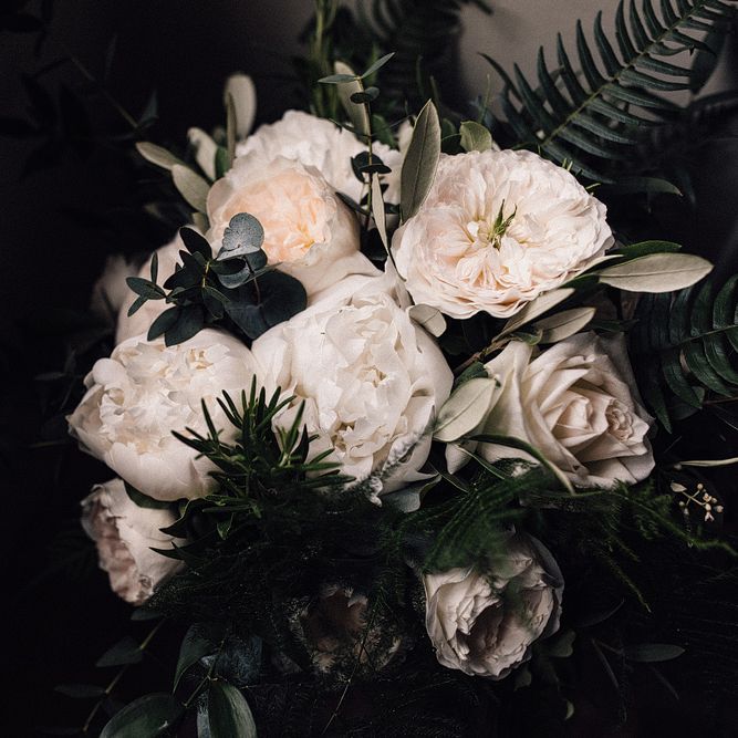 White Rose &amp; Peony Wedding Bouquet // Image By Samuel Docker Photography