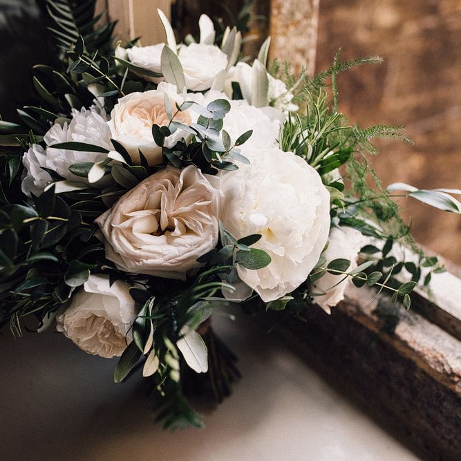 White Rose &amp; Peony Wedding Bouquet // Image By Samuel Docker Photography
