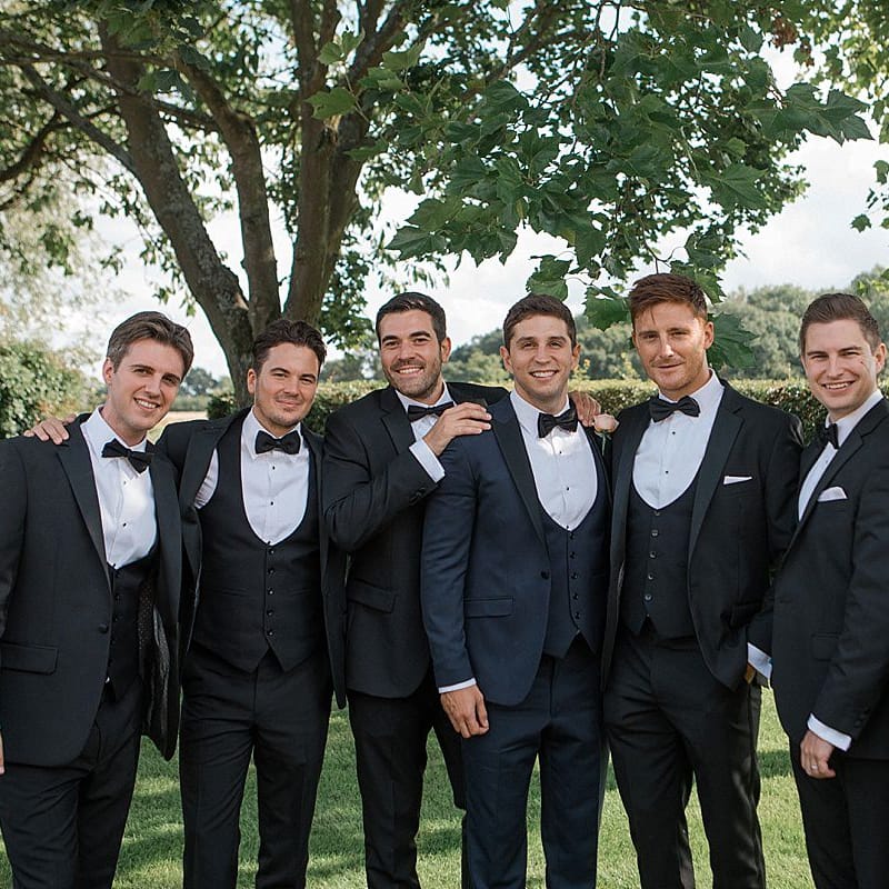 Groomsmen in Black Tie Suits | Pastel Pink &amp; Mint Green Wedding at Granary Estates Suffolk | Julia &amp; You Photography