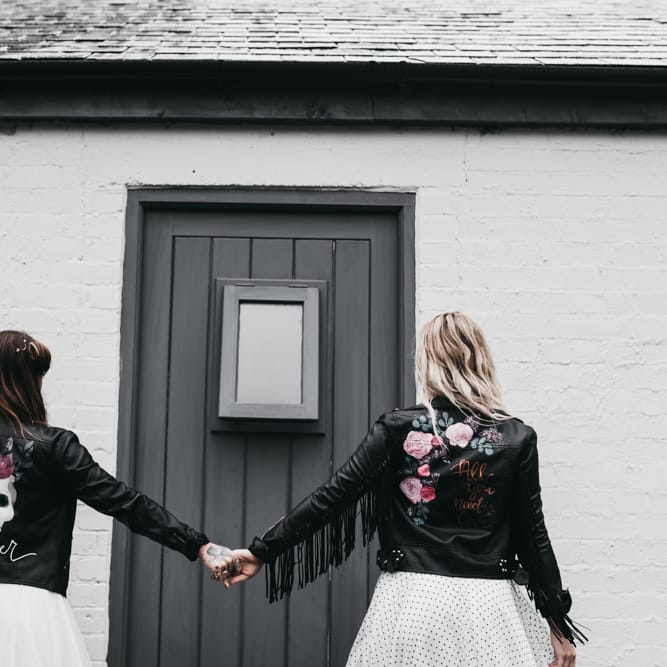 Customised leather jackets bridal coverups