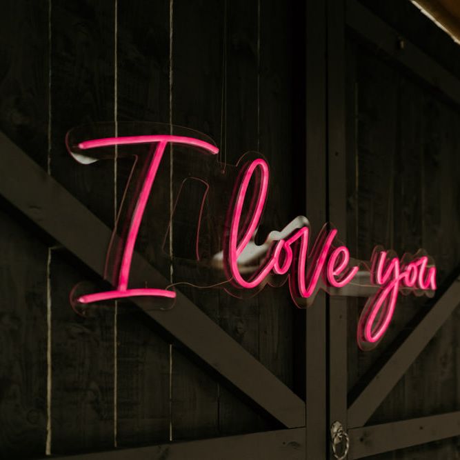 Giant Pink 'I Love You' Neon Wedding Sign